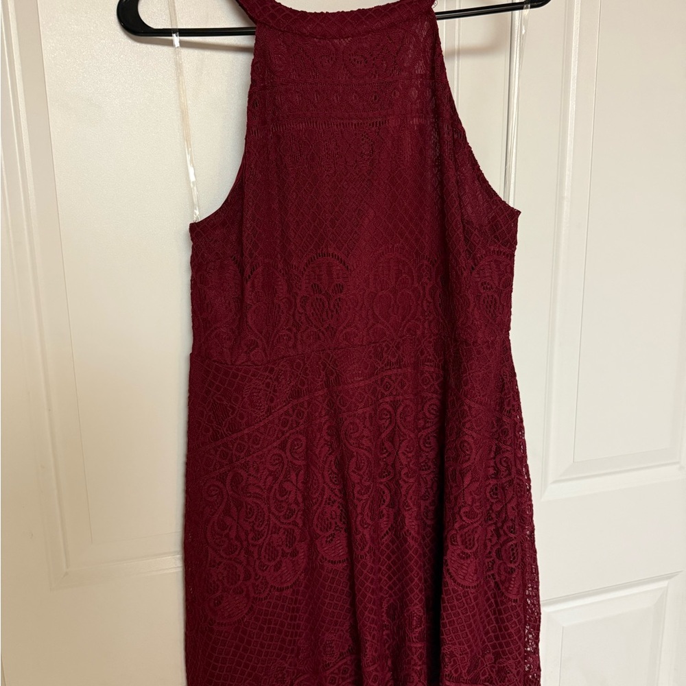Burgundy new without tags Sleeveless Halter skater fit and flare mini Dress